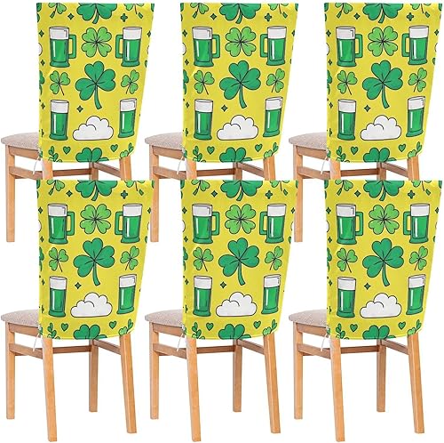 St. Patricks Day Beer Yellow Green Decorative Birthday Seat Cover for Classroom Chair for Bedroom Soft Armless Chair Cover Protector para sillas de