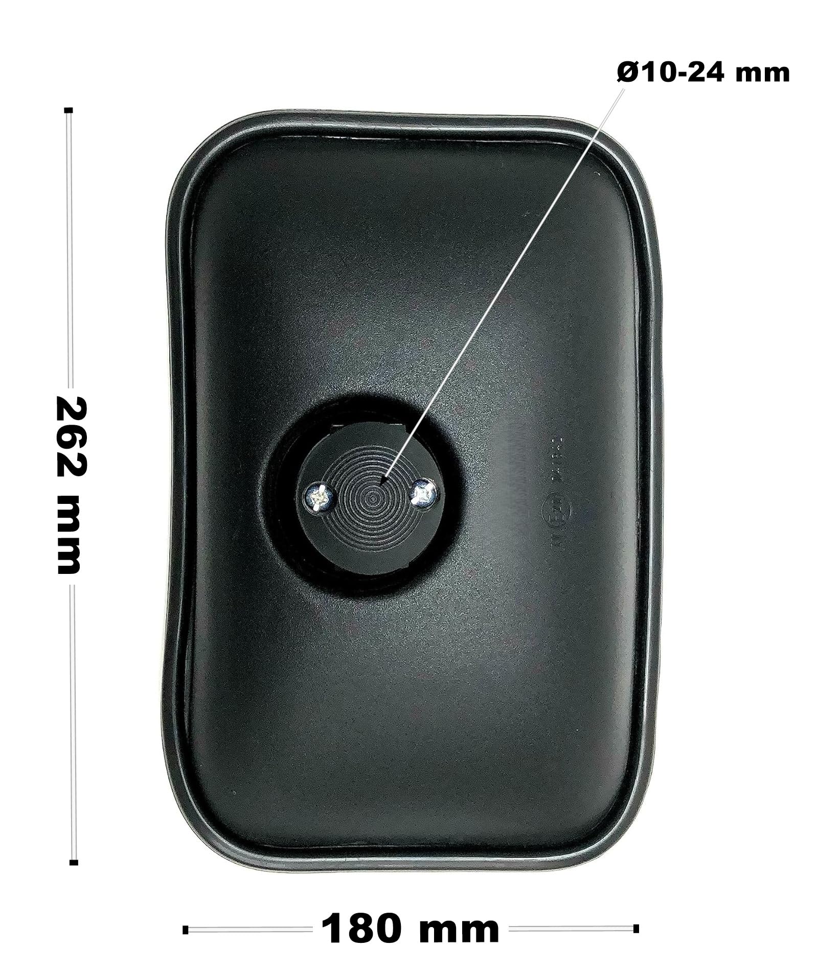 Espejo retrovisor exterior 262 x 180 mm Ø10 – 24 mm E20 R400 y soporte de espejo para camión excavadora tractor