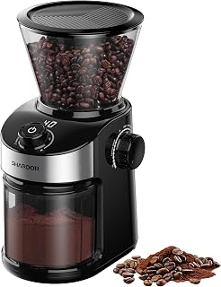 Shardor Electric Burr Coffee Grinder - 32 Grind Settings, 40s Timer, One-Touch Clean & Safety Locks, Black Home Brewer