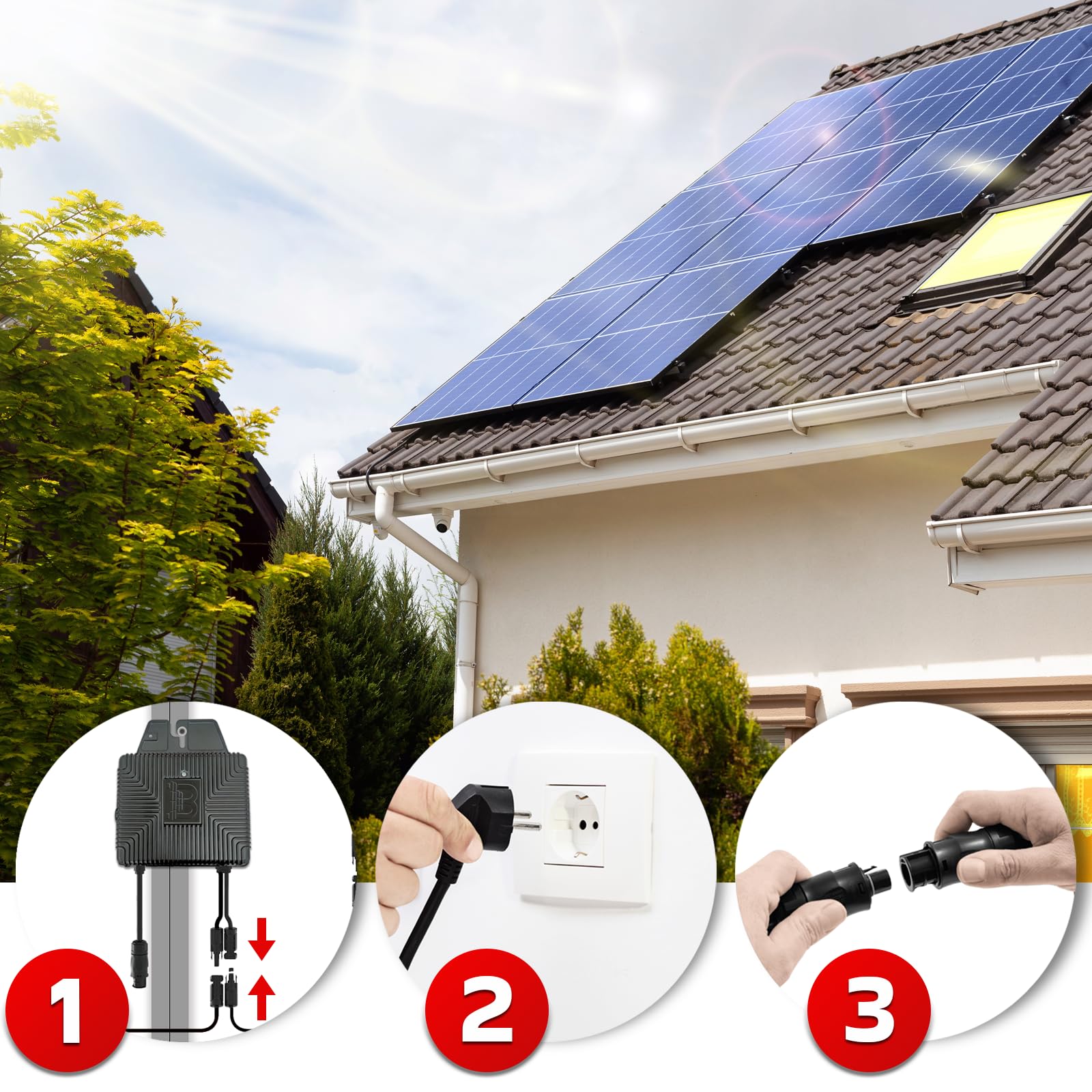 BENY BYM600 600 W Micro-Wechselrichter für Solarmodule, Microinverter Inverter für Mini-PV Plug & Play Balkonkraftwerk, Mikrowechselrichter, Solar