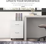 Vinsetto Vertical Filing Cabinet with Wheels, 2-Drawer Mobile File Cabinet, Office Storage Cabinet for Letter or A4 File, Study Home Office, White