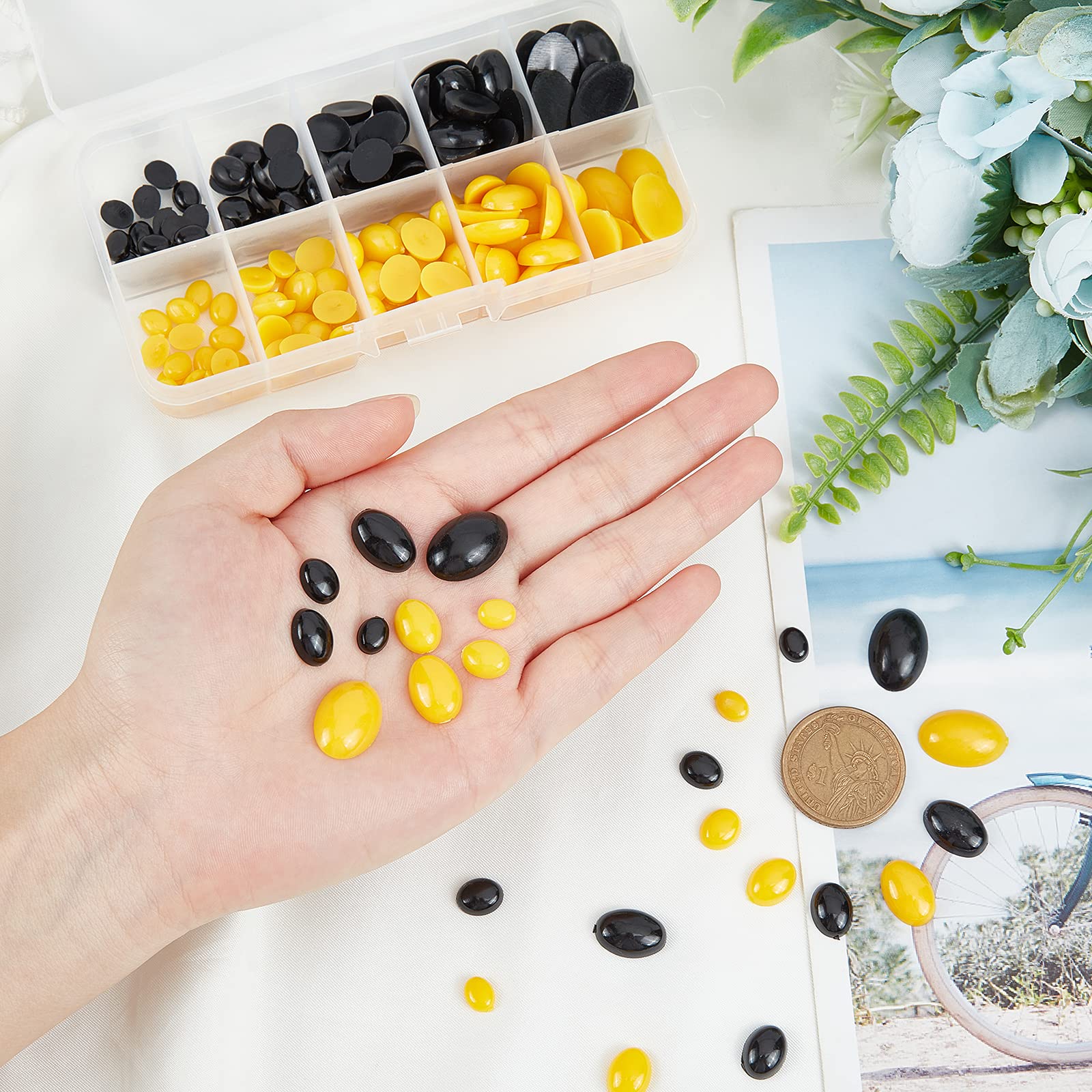 SUPERFINDINGS about 200pcs 5 Sizes Resin Doll Noses Crafts Noses Oval Doll Noses Flat Back Cabochon Doll Making Supplies for Crochet and Stuffed Animals - Image 3
