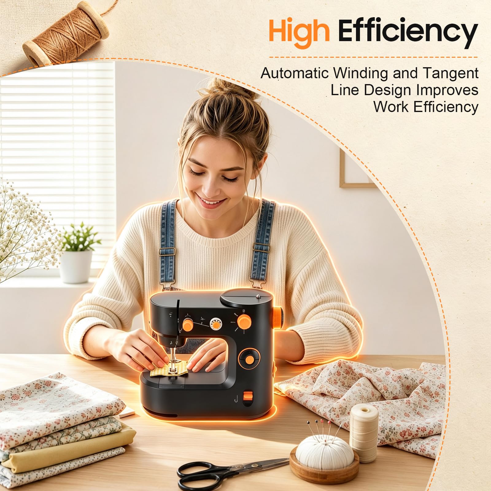Machine À Coudre Électrique Portable Double Vitesse Avec Éclairage LED Et Pédale, Machine À Coudre Mini Home Bras Libre, Pour Coton Soie Lin Et Tissus Divers