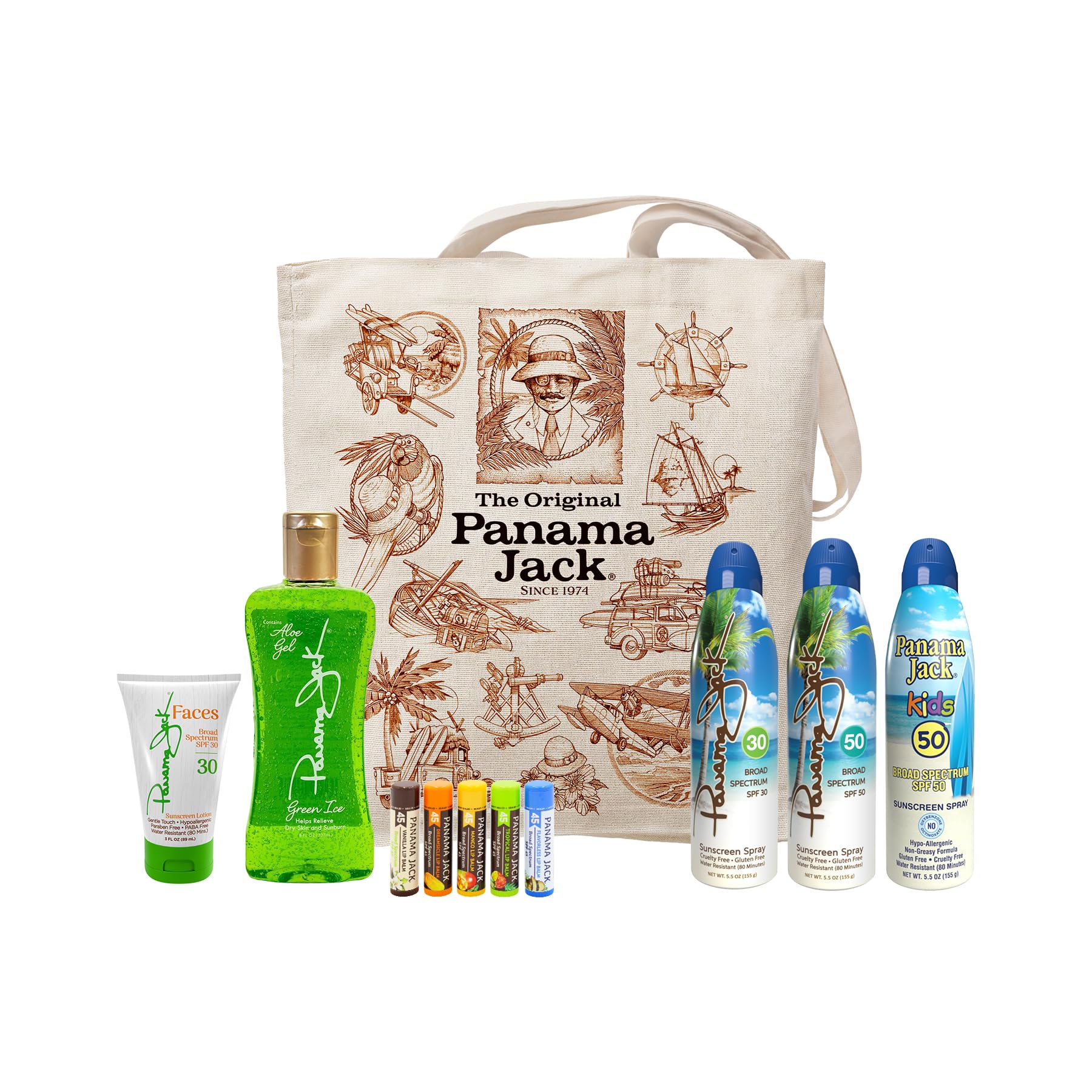 Panama Jack Family Fun Sunscreen Pack - Water Resistant, Moisturizing, Aloe Vera, Mango - 10 Count