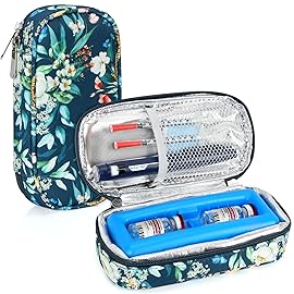 YOUSHARES Insulin Vials Cooler Travel Case - TSA Approved Diabetic Medication Vial Cooling Bag with Protective Ice Brick, Refrigerated Diabetes Supplies Organizer, Small Bottle Carrying Storage