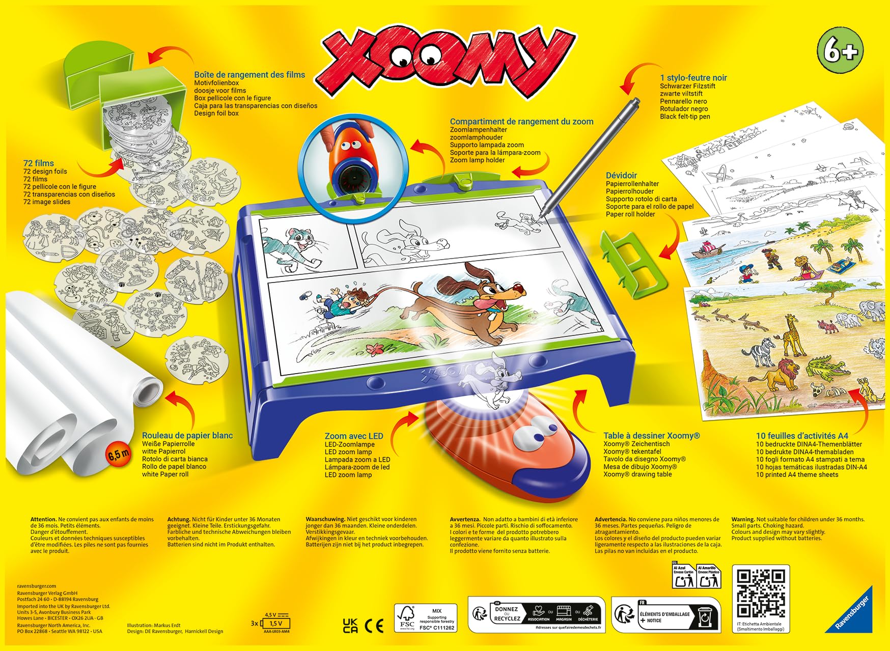 Ravensburger Xoomy® Maxi A4 18142 - Zeichnen und Malen Lernen für Kinder ab 6 Jahren, Über 300 Motiven und 6,5m Papierrolle für unendlichen Zeichenspaß