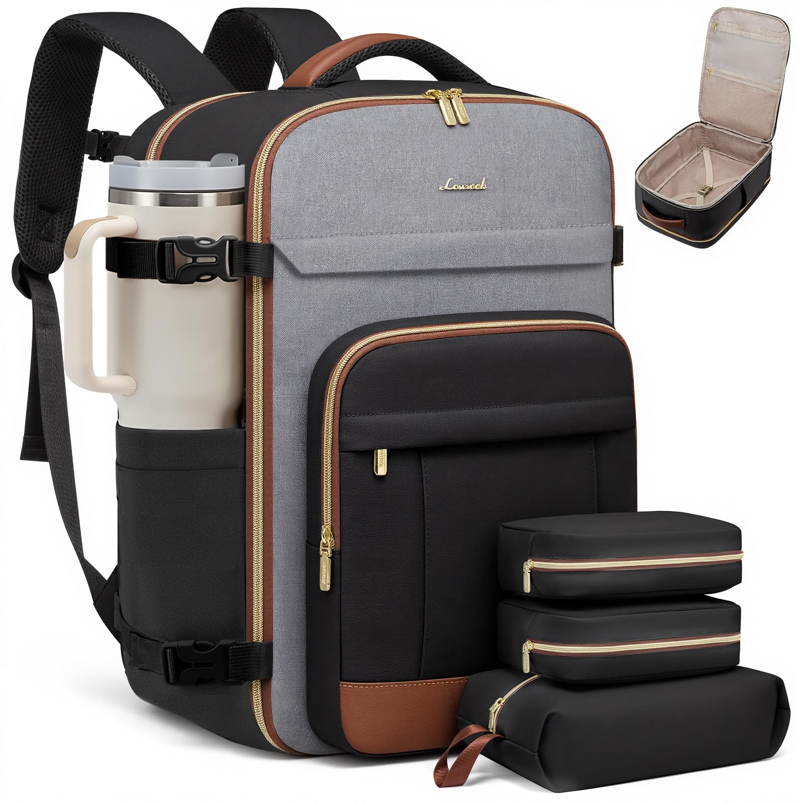 Travel Backpack for Women & Men - Carry On Backpack & Personal Item Backpack for Airlines, with 3 Packing Cubes-image-47
