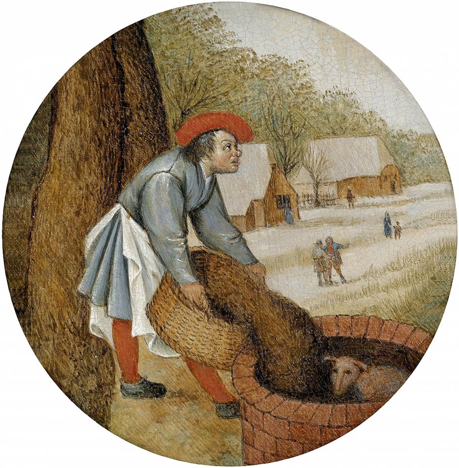 ARTXLXXBN Famous Prints Artwork Pictures Poster Painting Art the Farmer Pours Sources by Pieter Brueghel the Younger Artwork Landscape Pictures for Home Decor 60x90cm