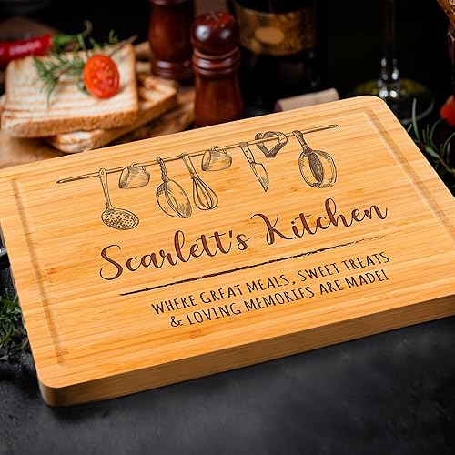 Miniatura 6 de Tabla de cortar grabada personalizada, regalo personalizado para el Día de la Madre para mamá, esposa o abuela, idea de regalo única de cocina para