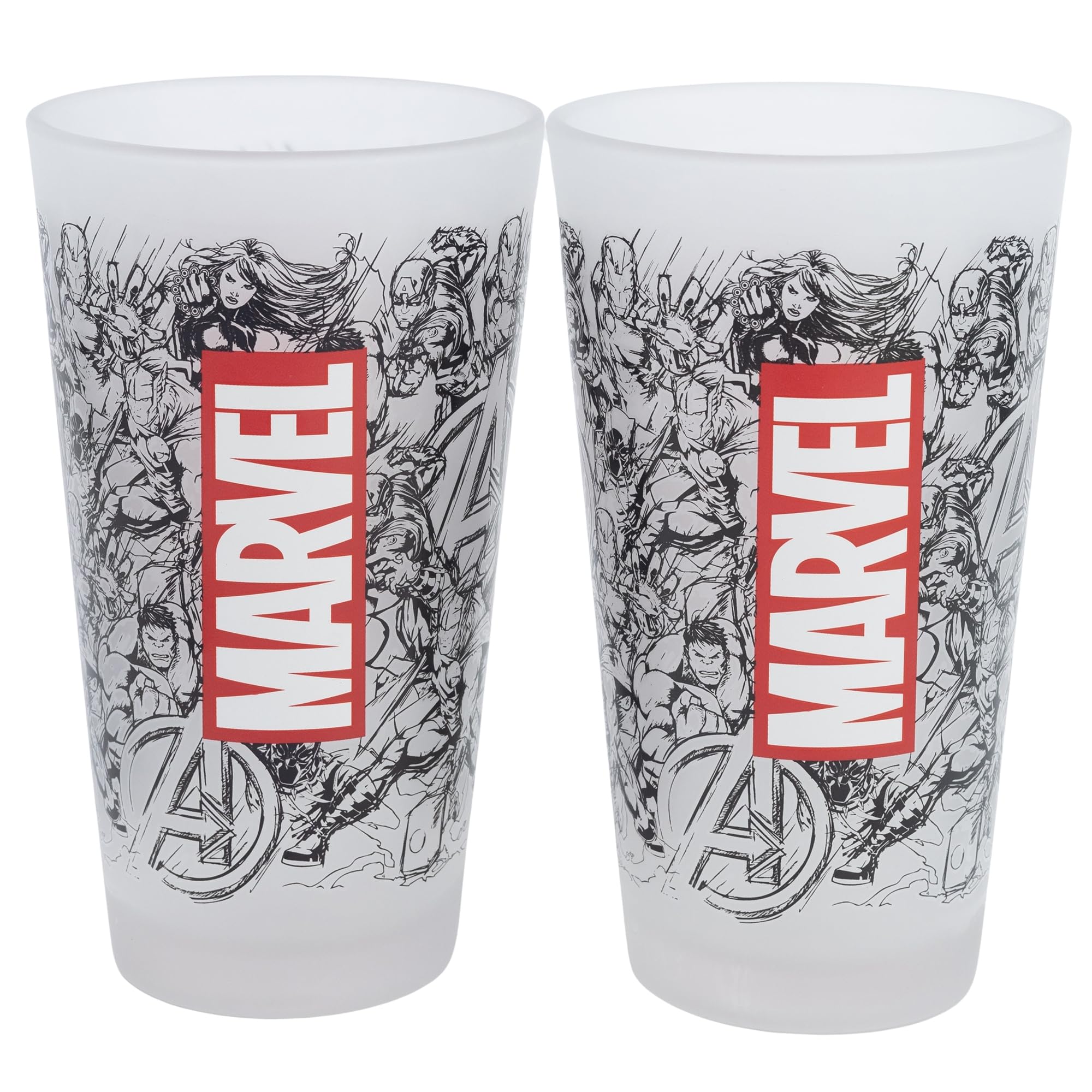 Stor Transparant Set Of 2 Marvel Glass Water Glasses 500Ml