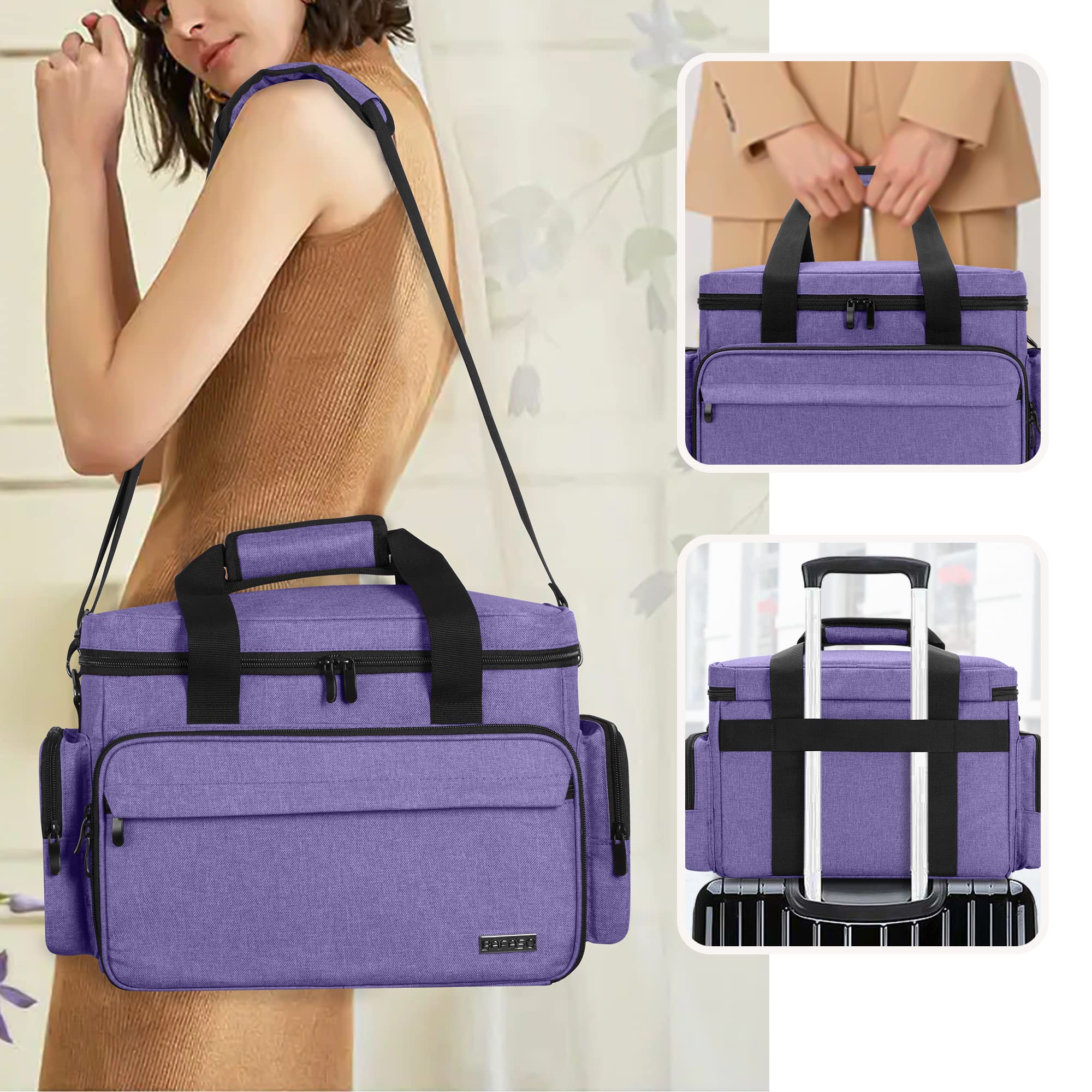 BAFASO Make up Organizer Tasche, Kosmetiktasche für Frauen, Kulturtasche Damen Groß, Tragetasche für Kosmetika und Make up, (Patent angemeldet), Lila | Mit 2 abnehmbaren Taschen und Trennwänden zur Aufbewahrung von Make-up und Haaraccessoires (zum Patent