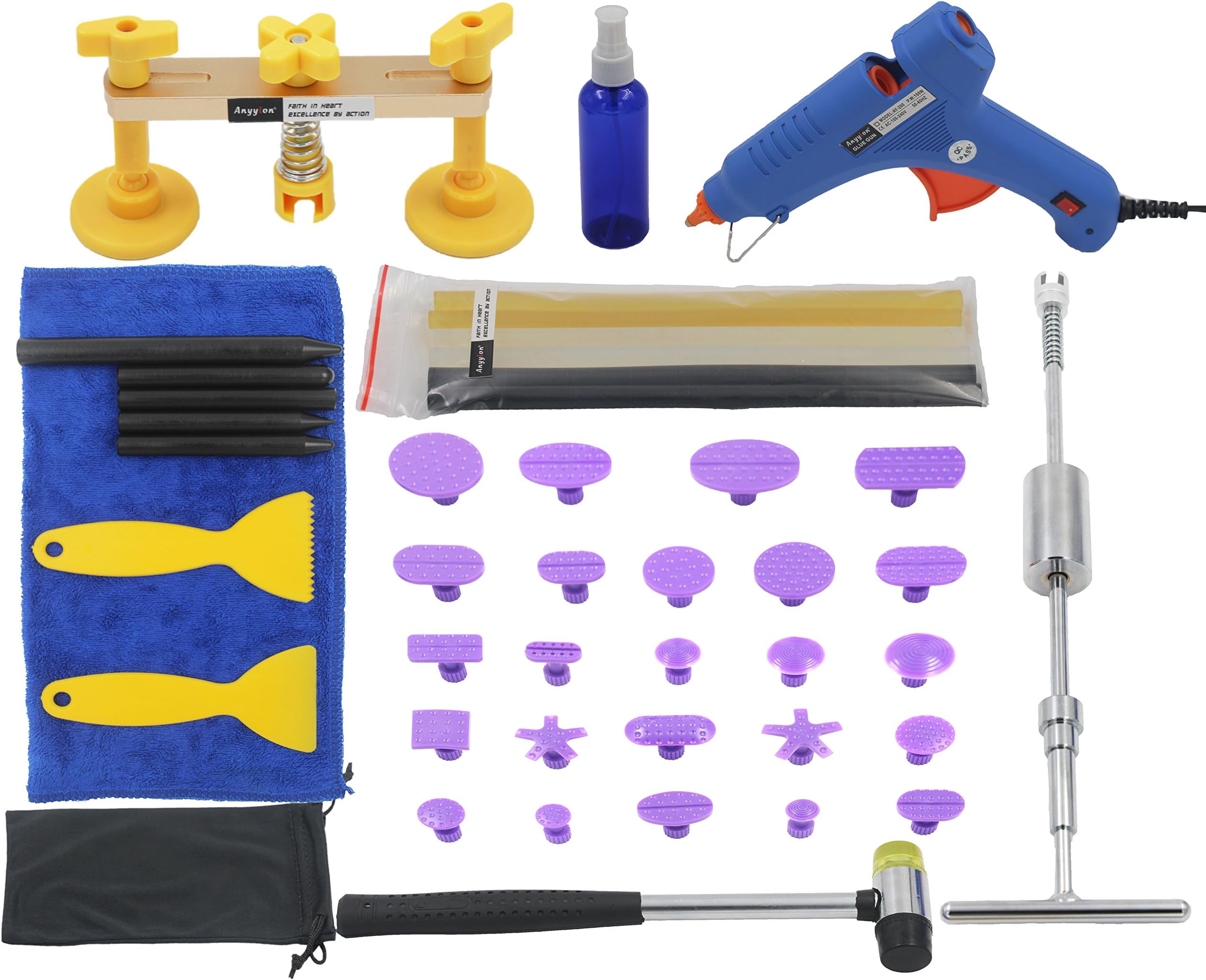 Anyyion Car Dent Puller Kit,Auto Body Dent Removal Tool Car Paintless Dent Repair Kit Pops a Dent ;（43 PCS Tool）