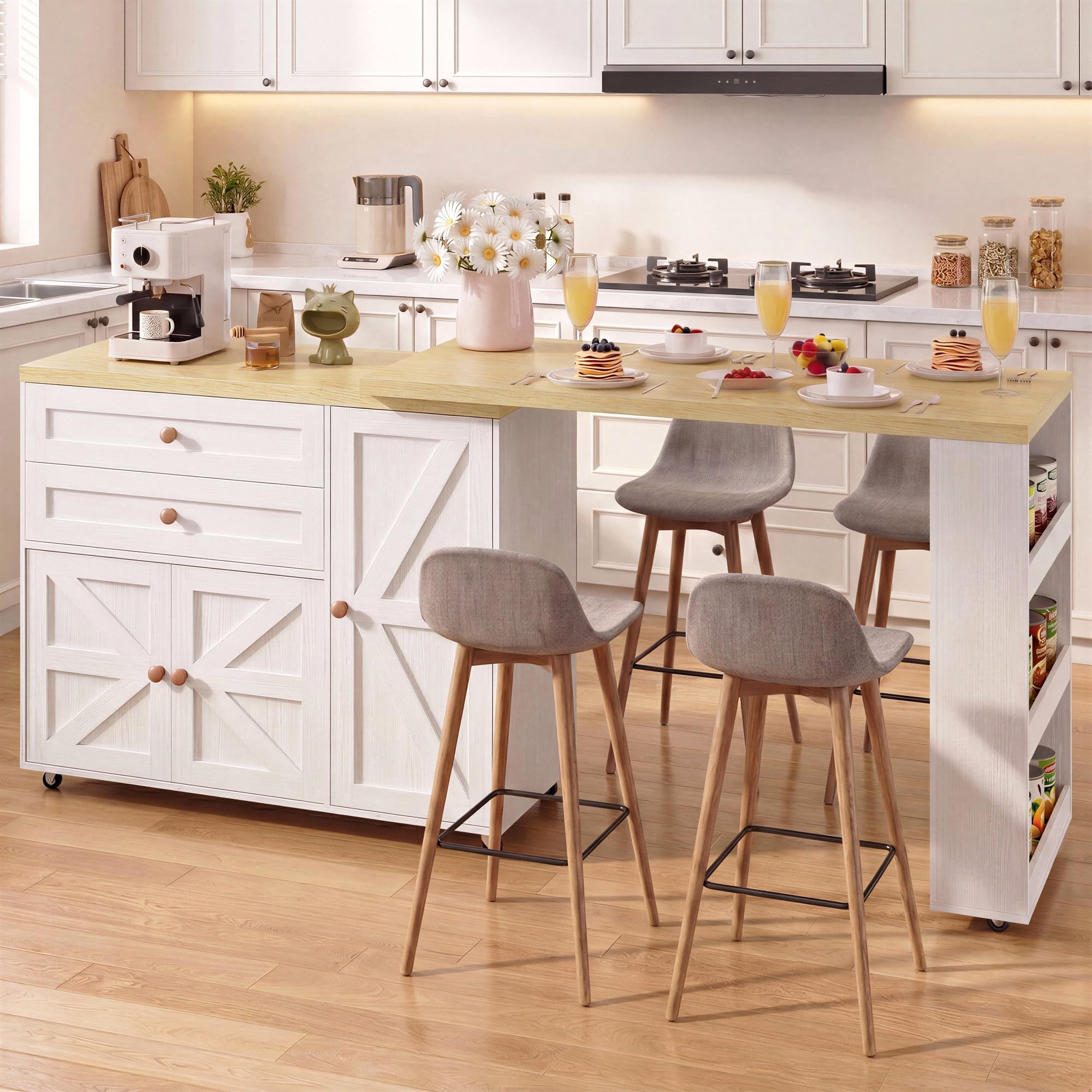 もっちゃん　アイアン家具/アイアンラック2set Amazon.com: IRONCK Kitchen Island with 360° Swivel Table, Rolling