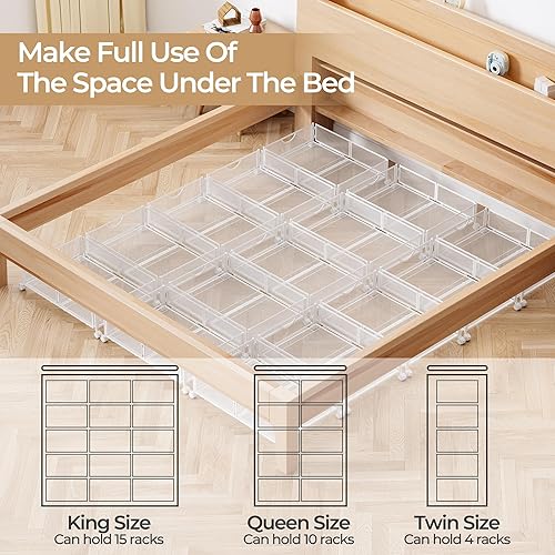 Vista 8 de Yecaye Almacenamiento debajo de la cama con ruedas, paquete de 2 cajones organizadores de almacenamiento de zapatos debajo de la cama, sin
