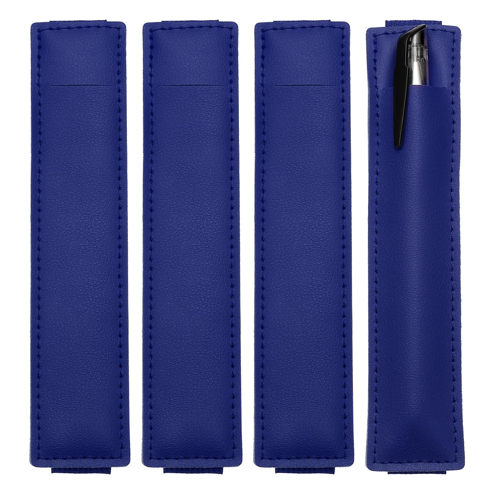 sourcing map 6 Pcs Adjustable Pen Loop Holder for Notebook, PU Leather Pen Holder Pencil Sleeve Elastic Strap Band Designed for Journals Clipboards, Notebooks, Journals, Calendars (Dark Blue)