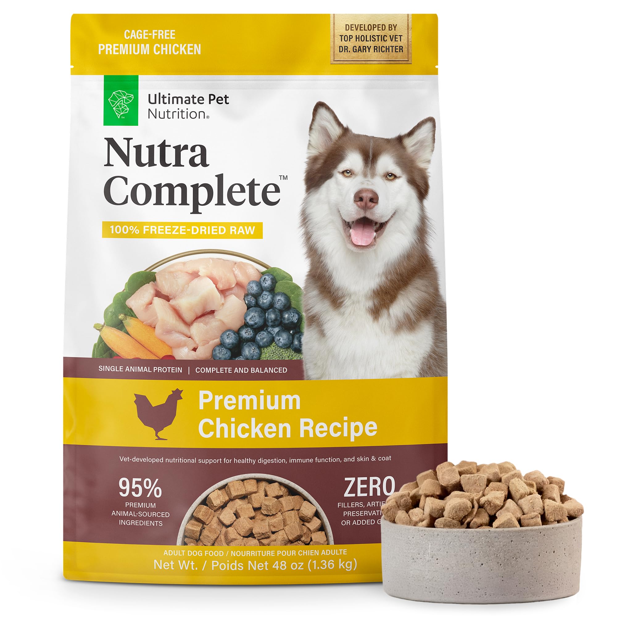 - Nutra Complete Freeze Dried Raw Dog Food, Veterinarian Formulated with Antioxidants, Prebiotics & Amino Acids (3 Pound, Chicken)