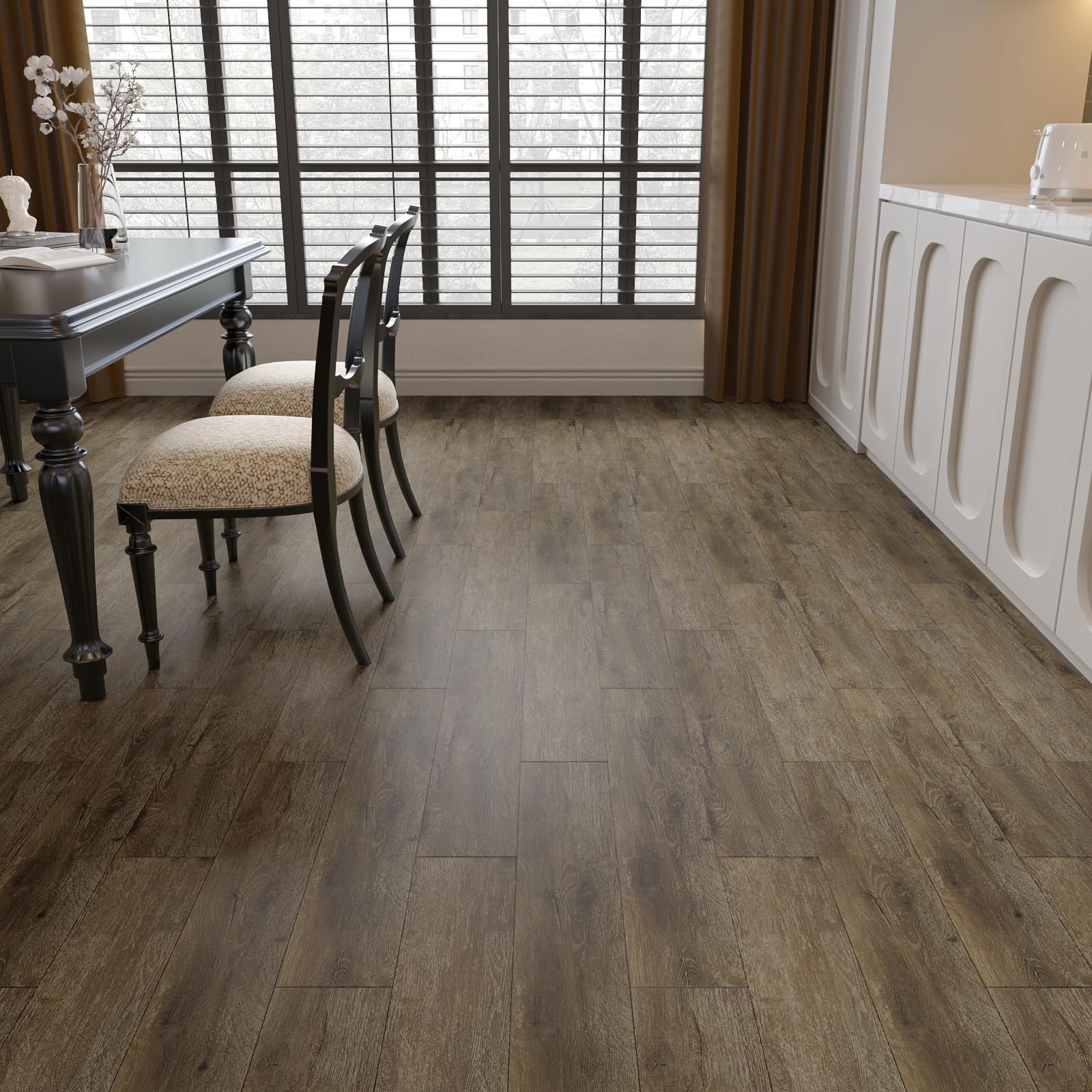 VaryPaper Pavimento PVC Incastro Piastrelle Adesive Pavimento Effetto Legno Marrone 90cmx15cm 20 Pezzi Listoni Finto Parquet Legno Laminato Pavimento Incastro Mattonelle Adesive Cucina Soggiorno Scale