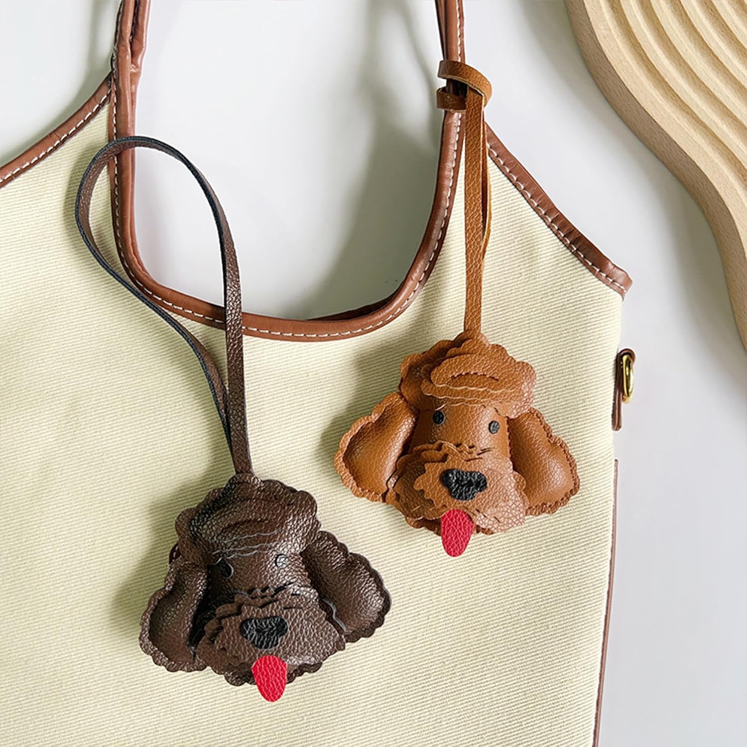Cute Dog Bag Charm, Fashion Teddy Dog ​​Head Charm for Purse Handbags Bag Accessories PU Key Charms - Image 4