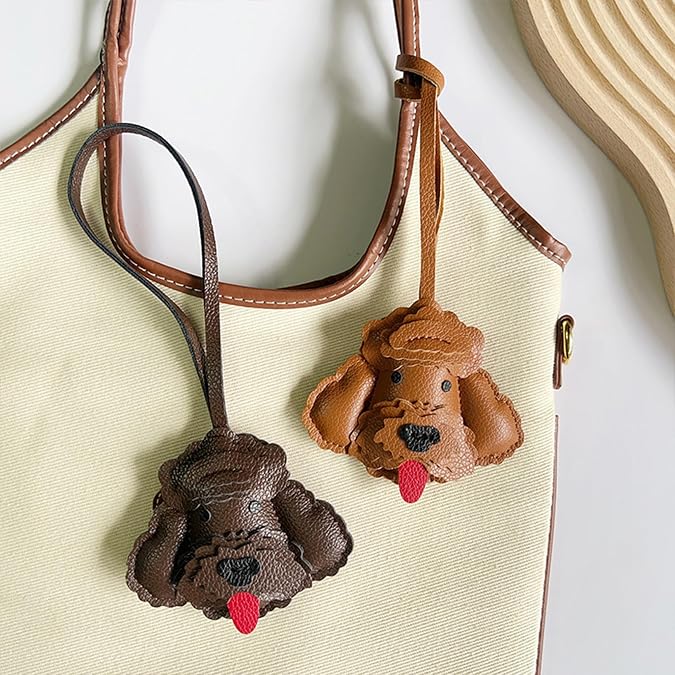 Cute Dog Bag Charm, Fashion Teddy Dog Head Charm | Puppy Charm for Purse Handbags Bag Accessories PU Key Charms