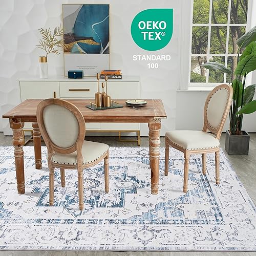 Miniatura 5 de Auemtyn Alfombra de área para sala de estar, alfombra lavable de 8 x 10 pies con respaldo antideslizante, alfombra de pelo bajo para dormitorio,