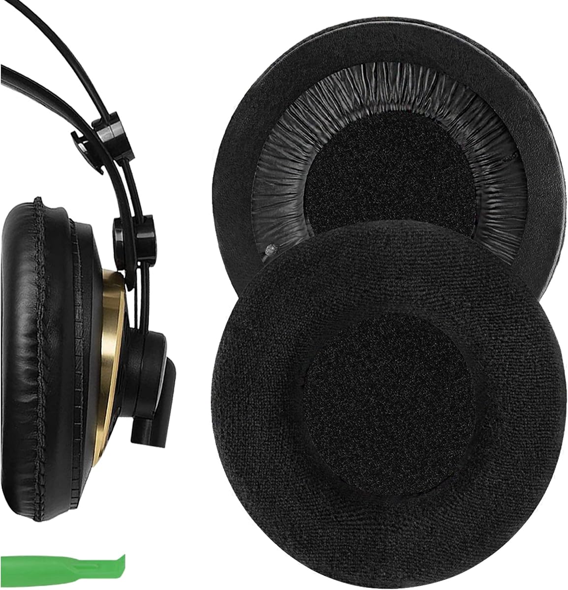 Almohadillas de repuesto Geekria Comfort Velour para auriculares AKG K240/K240S /K240MKII/ K241/ K270/ K271/ K271S/ K272/ K52/ K72/ K92/ K242/ K340/ K550/ K551, con guía de vídeo (negro)