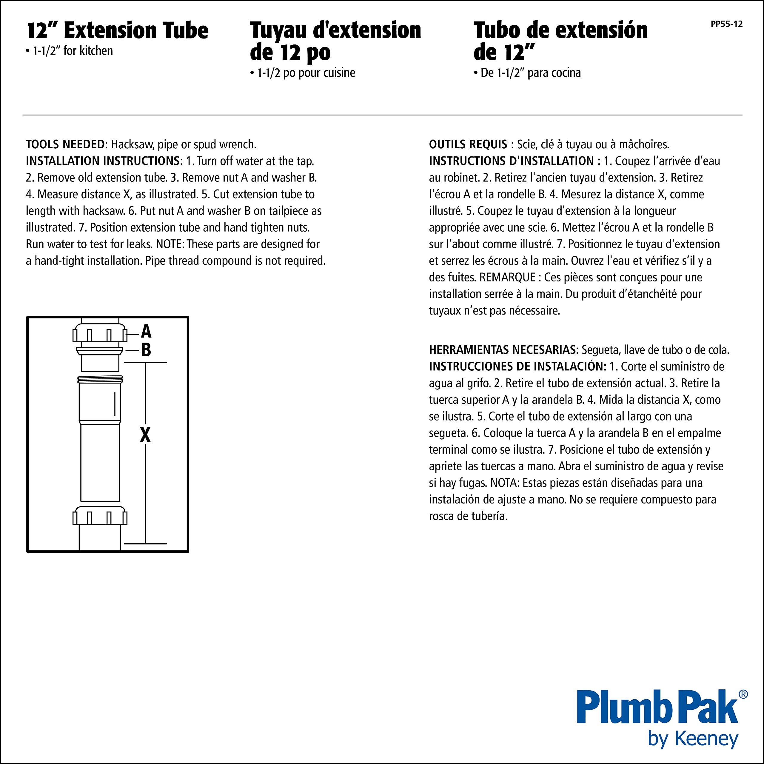 Plumb Pak Extension Tube - 1 1/2" White -5