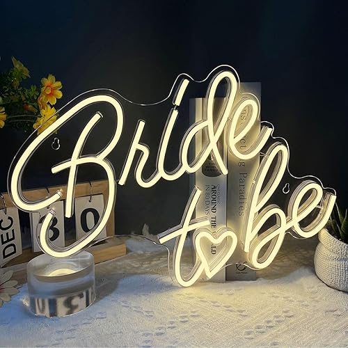 Letrero de neón con texto en inglés "Bride to be", luz LED de neón blanca cálida, letreros de luz de boda USB para despedida de soltera, despedida