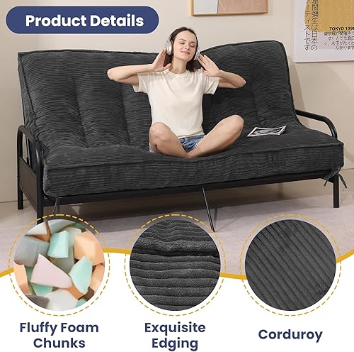 Miniatura 3 de Colchón futón de 8 pulgadas, tamaño matrimonial, futones gruesos, sofá cama, sofá cama, colchón de piso para adultos, colchones plegables