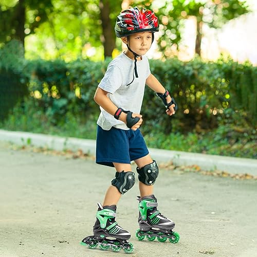 Miniatura 7 de PAPAISON Cuchillas de rodillo ajustables para niños de 4 a 12 años, patines en línea para niñas y niños con ruedas iluminadas completas, cuchillas