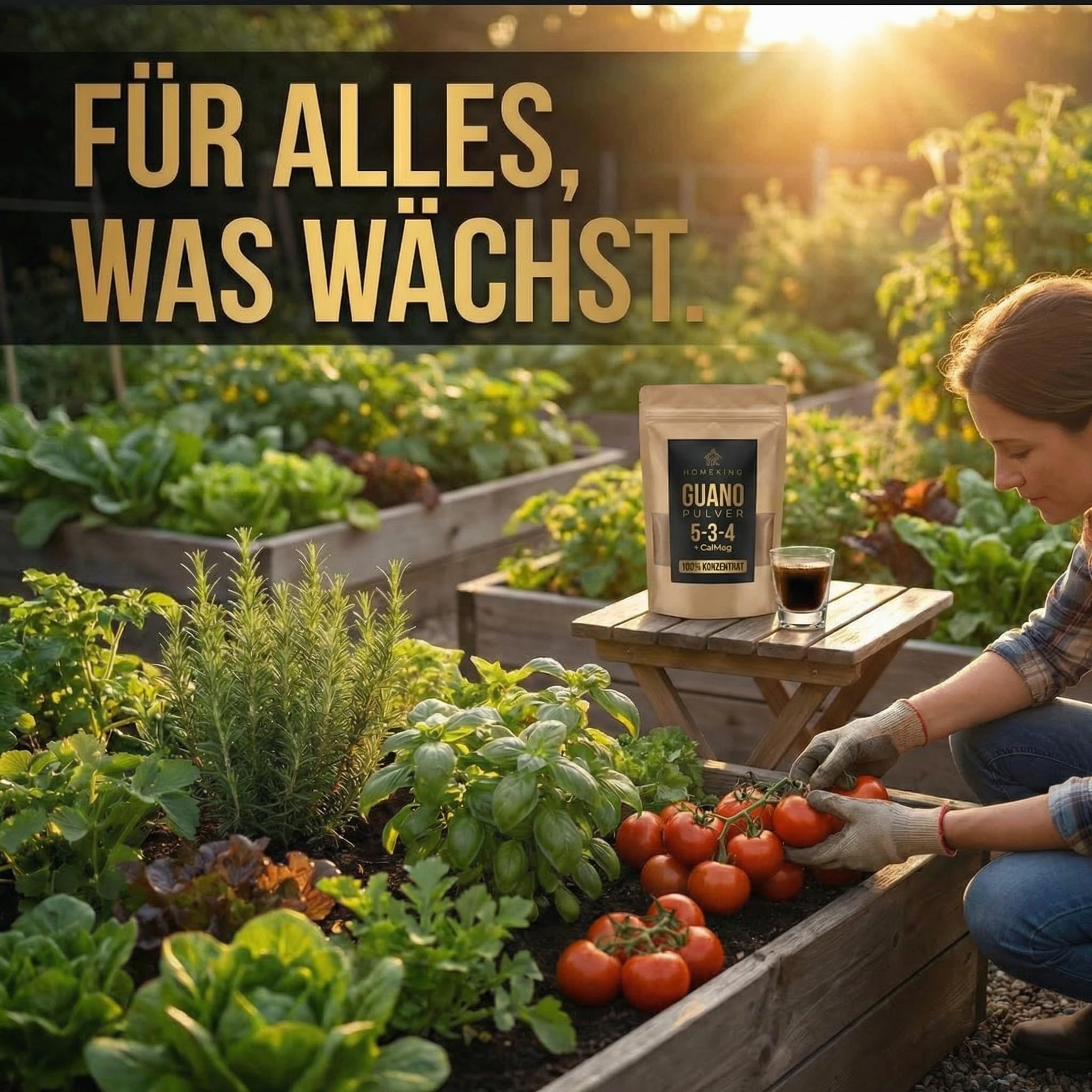 Geruchsarmer starker Naturdünger 5kg für Garten, Hochbeet & Gemüse – HOMEKING Bio Guano Pulver für Tomaten, Gurken, Zucchini, Obst, Balkonpflanzen & Zimmerpflanzen – Langzeitwirkung
