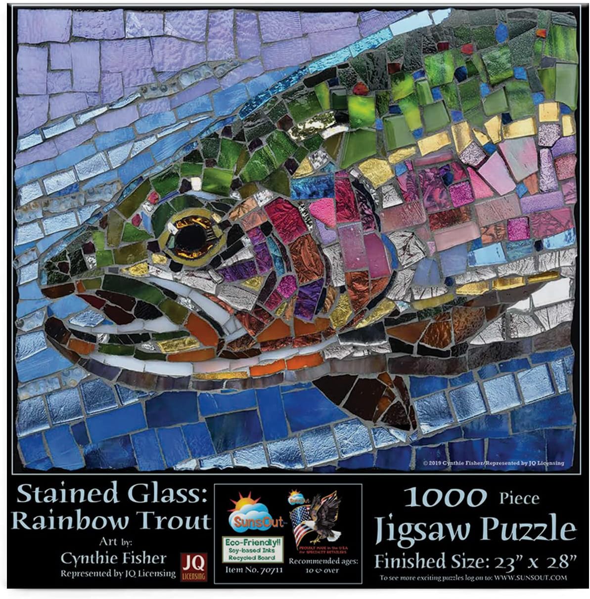 SUNSOUT INC - Stained Glass Rainbow Trout - 1000 pc Jigsaw Puzzle by Artist: Cynthie Fisher - Finished Size 23" x 28" - MPN# 70711