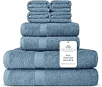 Vista 50 de Juego de 12 paños de lavado de 100 % algodón peinado para rostro y cuerpo (12 x 12 pulgadas), sostenibles, suaves, muy absorbentes, para hotel, spa