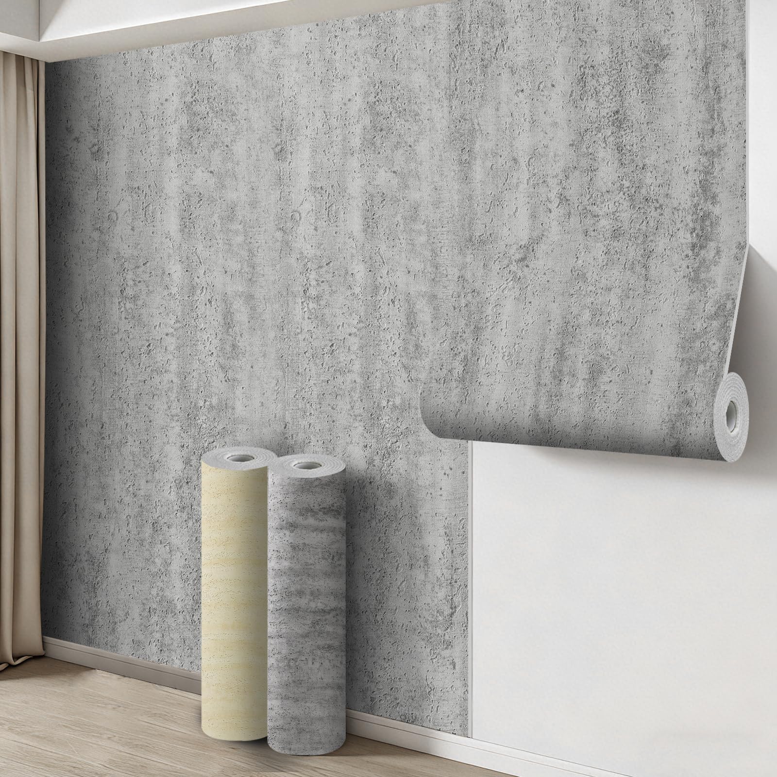 Putentfun Grey Concrete Wallpaper 3D Self Adhesive Wallpaper 2.5mm Thick