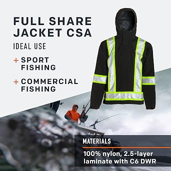 Grundens Men's Full Share CSA Fishing Jacket | Commercial-grade waterproof rain jacket with breathable comfort, designed for commercial, sportfishing & everyday fishing