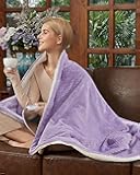 Heated Blanket Electric Throw, Waffle Heating Throws with ETL Certified, Soft Flannel Heat Blankets for Couch, 4 Heating Levels & 4 Hours Auto Off & Machine Washable, Lavender Hue, 50