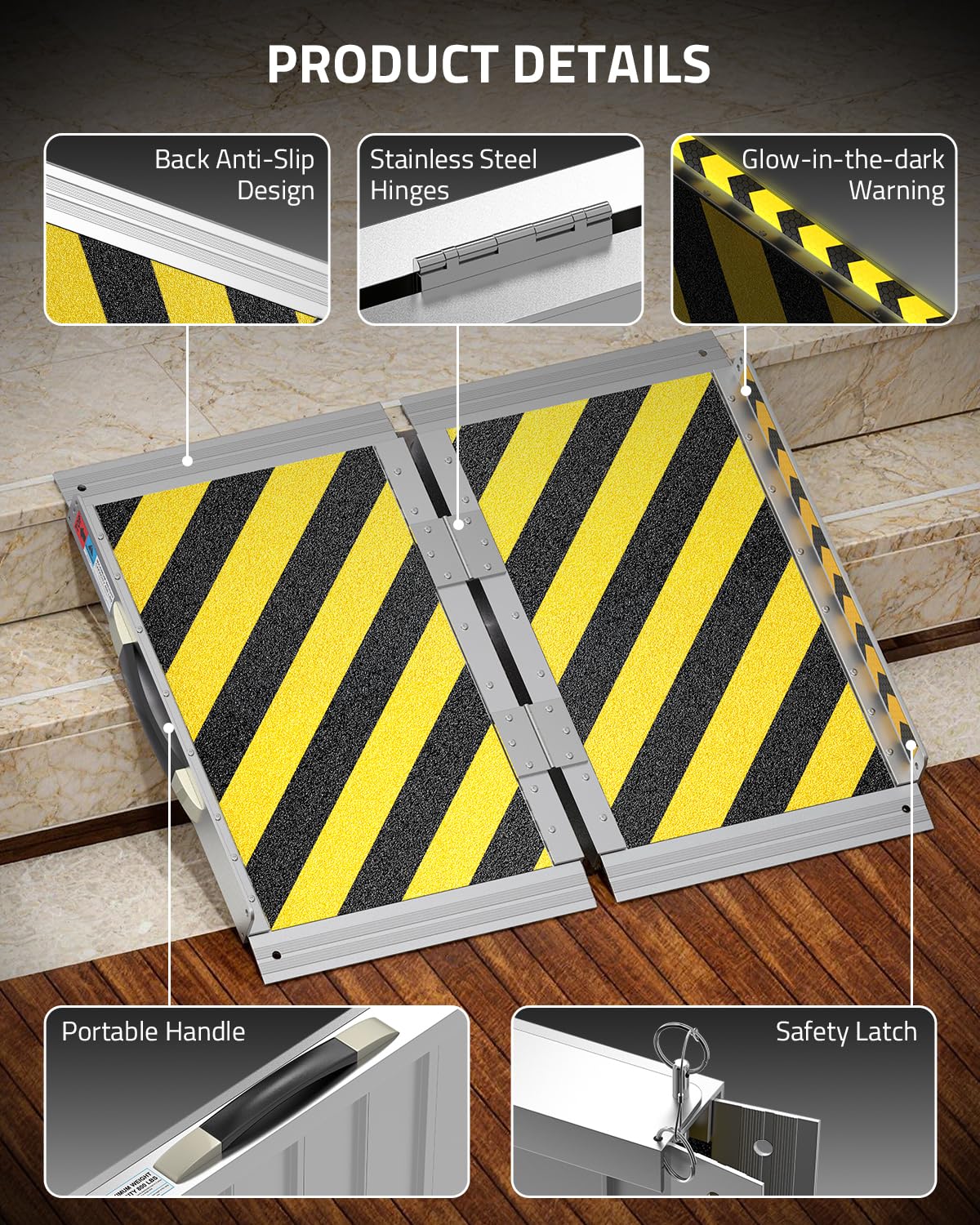 Portable Wheelchair Ramp - 2FT, 800LBS Capacity -3 Portable Wheelchair Ramp - 2FT, 800LBS Capacity -3