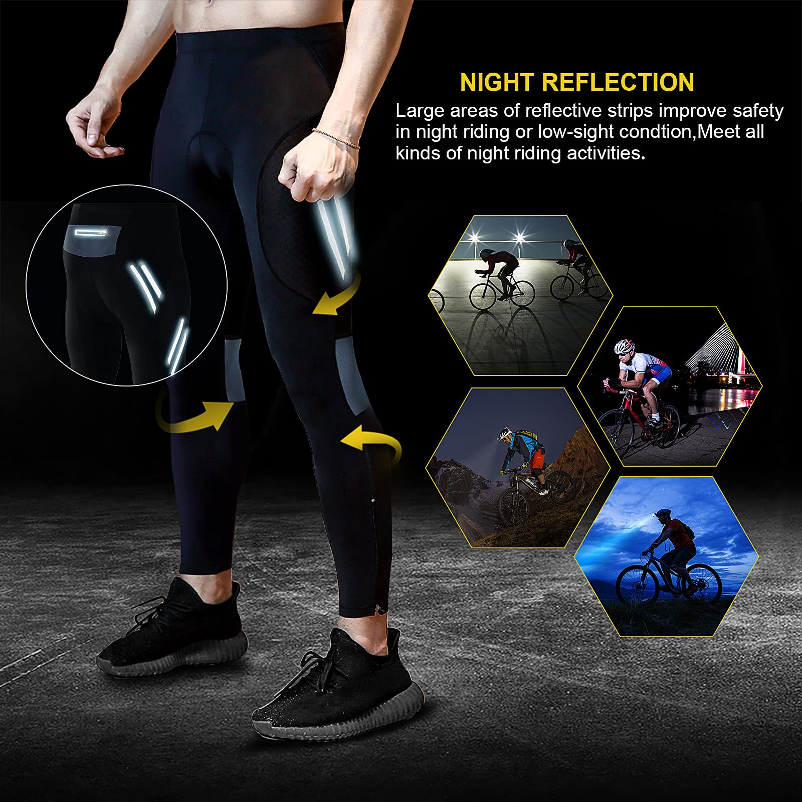 MEETWEE Pantalon Cyclisme Homme Respirant 3D Gel Silicone Long Compression Leggings Vélo