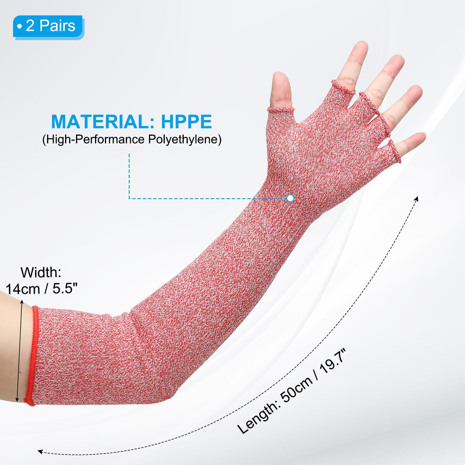 PATIKIL 20 Inch Cut Resistant Sleeves with Finger Grips - Image 2