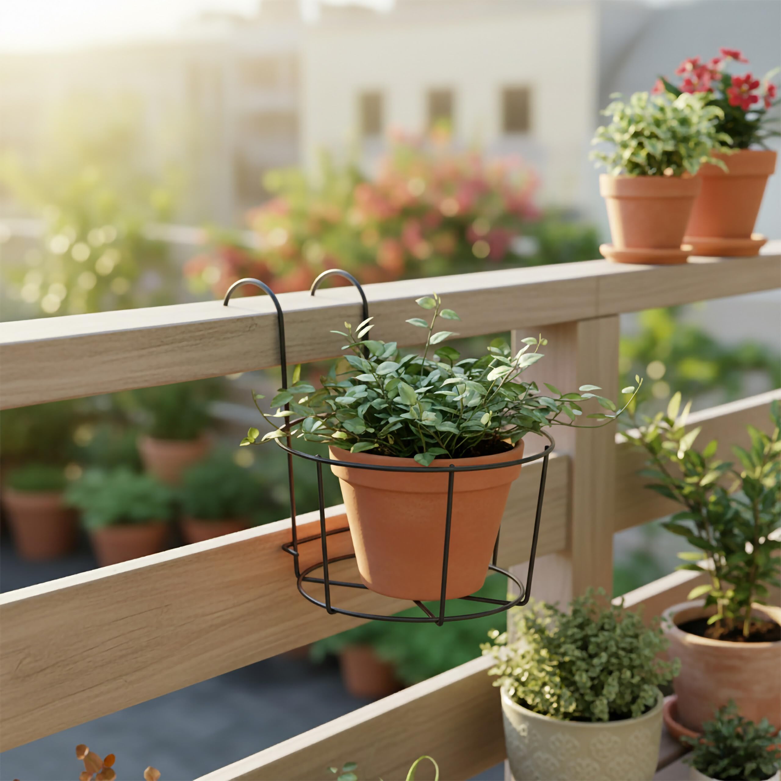 Relaxdays Portavasi da Appendere, Set da 6, HBT: 21 x 20 x 26 cm, Anti-ruggine, Balcone, Vaso