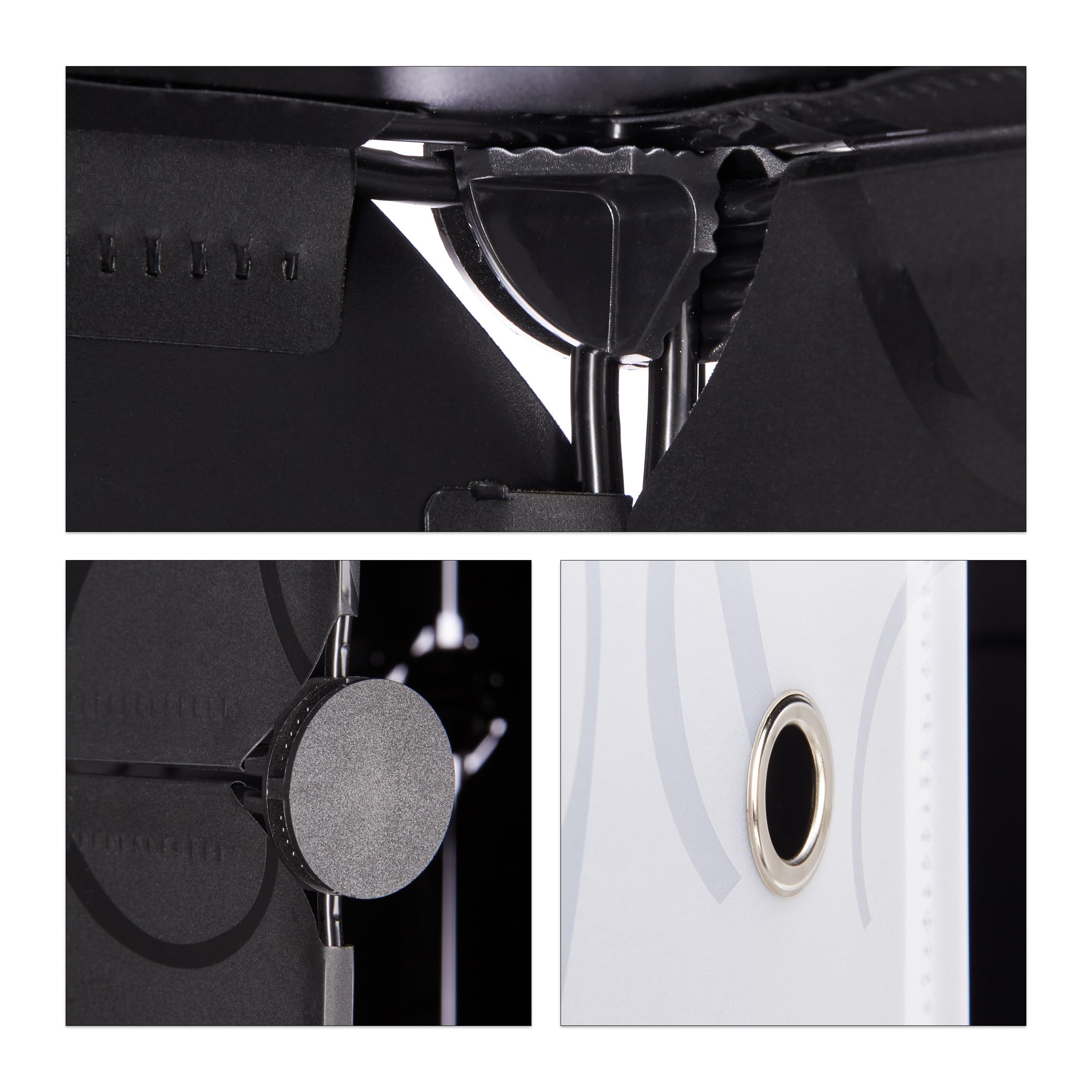 Relaxdays Kleiderschrank Stecksystem mit 2 Kleiderstangen, Garderobe mit 14 Fächer, Kunststoff Regalsystem, schwarz