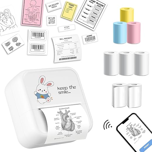 SEZNIK Mini Printer, Wireless Monochrome Home Inkjet Printers, Thermal, Bluetooth, Portable Pocket Printer, Compatible with Android, iOS Mobile. 1…