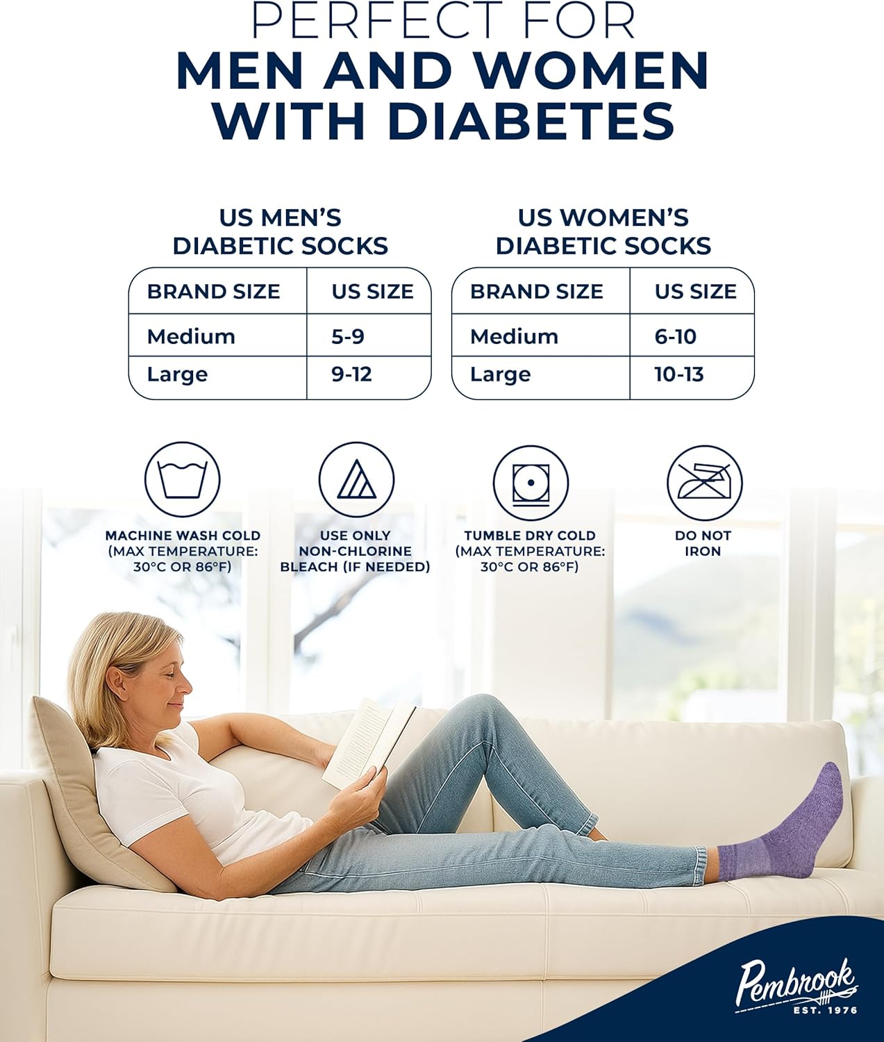 Pembrook Bamboo Viscose Diabetic Socks for Women & Men - 6 Pairs Ankle Socks for Swollen Feet | Neuropathy Socks - Image 6