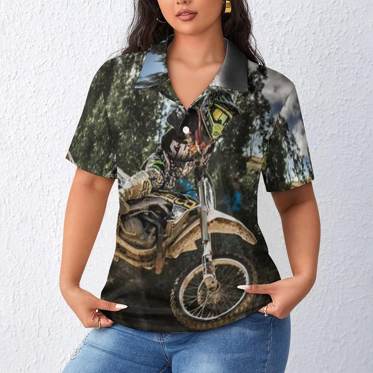 Motocross Motorcycle Vehicle Women's Polo Shirt Short Sleeve T Shirts Tennis Tee Casual Tops