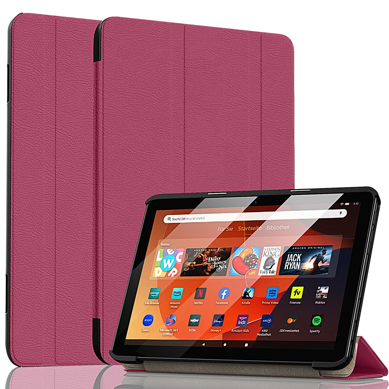 Rose Red Tablet 8 & 8 Plus Case (12th/10th Generation, 2024/2022/2020) Ubearkk Lightweight Shockproof Cover Case with Backshell with Auto Wake/Sleep.(