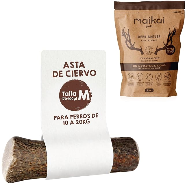 MAIKAI Asta de Ciervo para Perros Talla M Mordedores Naturales Resistentes