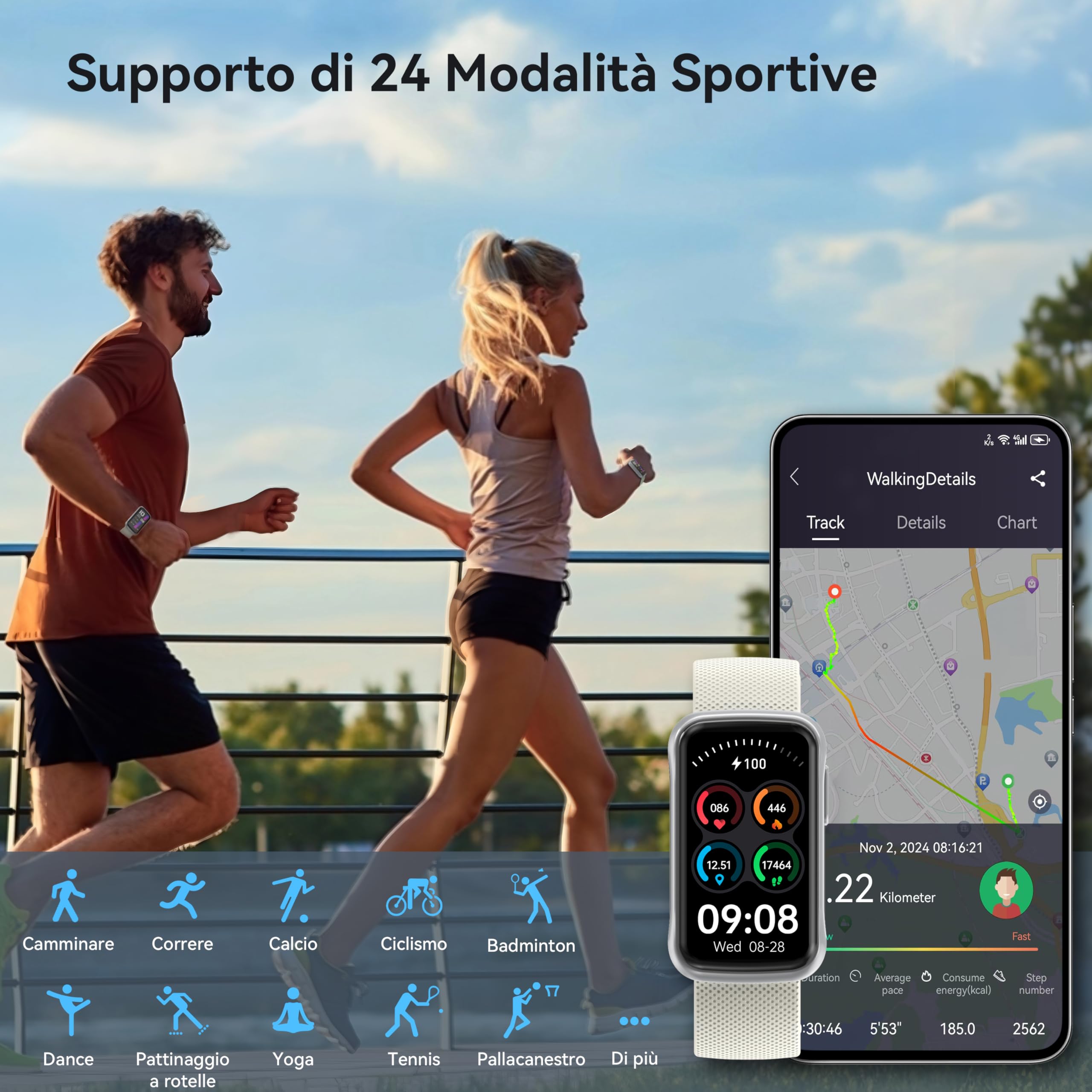 OUKITEL Smartwatch Donna Uomo, Due Cinghie 1.47” HD Orologio Smartwatch, 24+ Modalità Sportive Smart watch con Sonno/SpO2/24H Cardiofrequenzimetro, Impermeabile IP68 Fitness Tracker per Android iOS