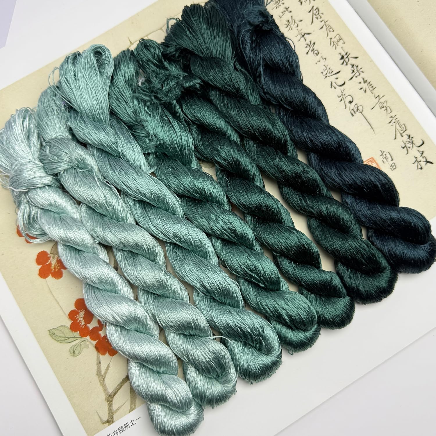 100% Nature Mulberry Handmade Embroidery China Silk Thread Make Jewelry Accessory Cross Stitch Floss DIY Sewing Kits 7 Gradient Colors 110m Each（49）