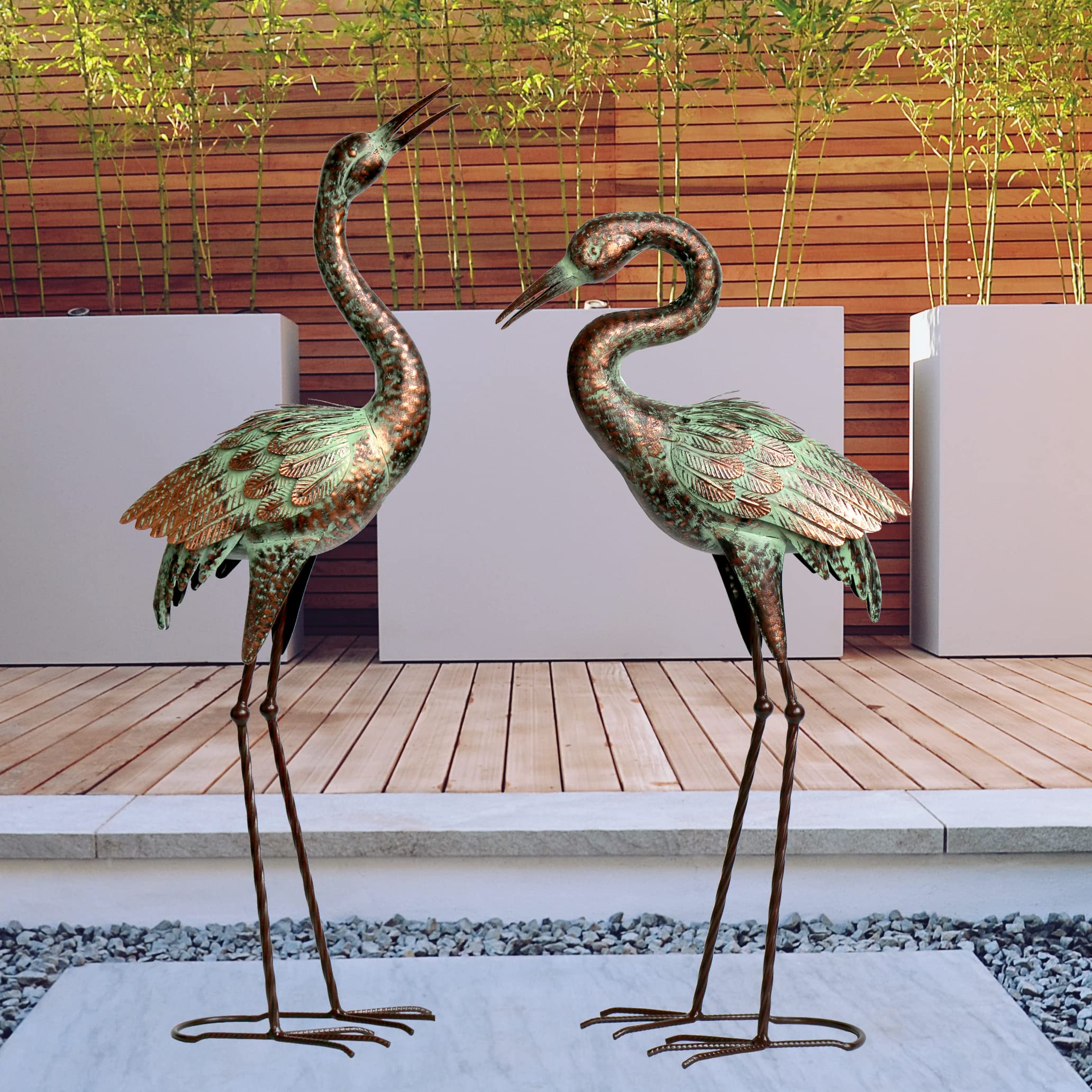 Garden Crane Statues, Blue Heron Sculptures for Outdoor, Cranes Decor ...
