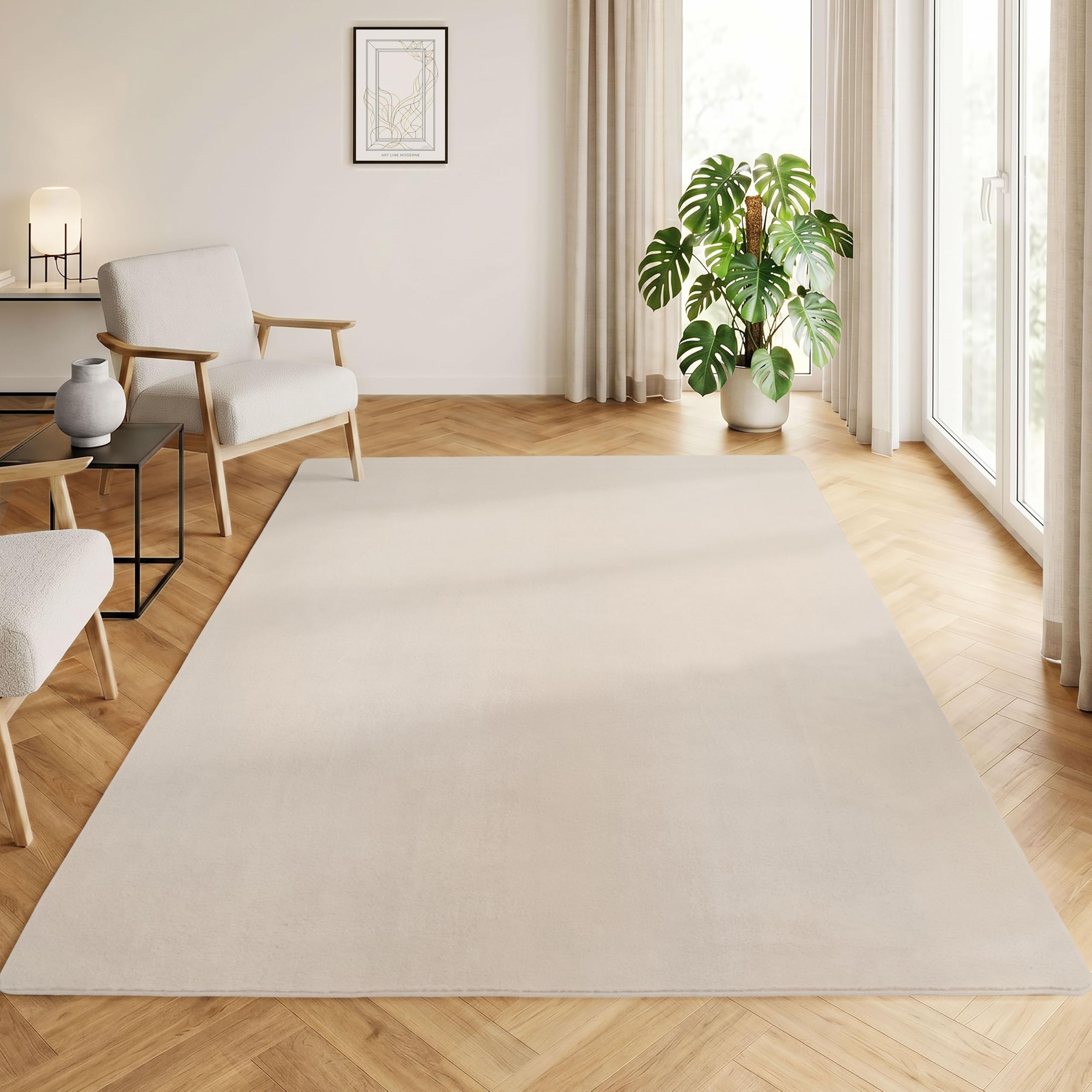 HomebyHome Teppich Kurzflor Rechteckig, Rund & Läufer, waschbarer Rutschfester Teppich, weich, modernes einfarbiges Design für Wohnzimmer, Schlafzimmer, Küche & Kinderzimmer.