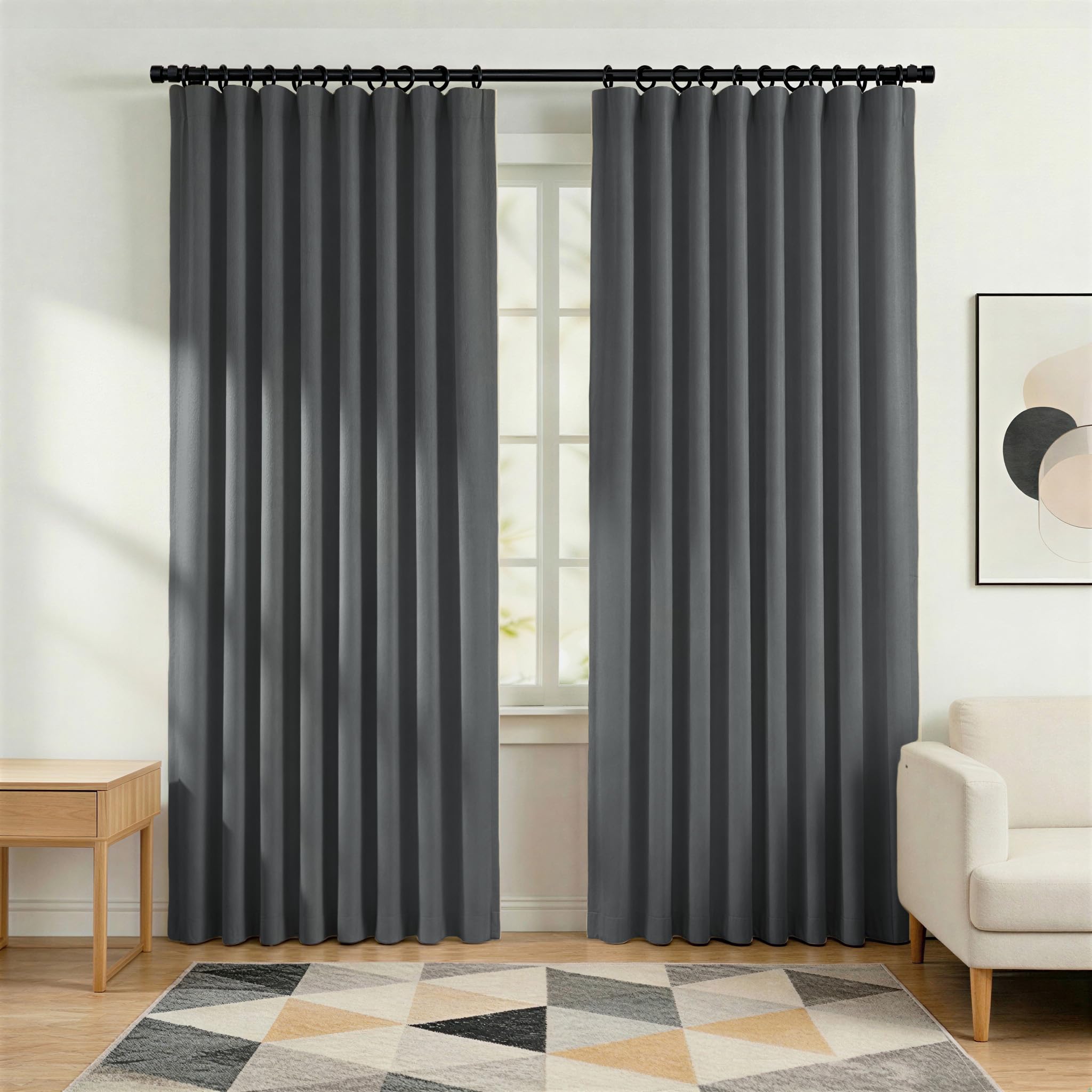 hoeflife Blackout Curtains for Bedroom Room Darkening Curtains for Living Room Ceiling Door Curtain（Gery Drape 1 Panel,W52 x L84